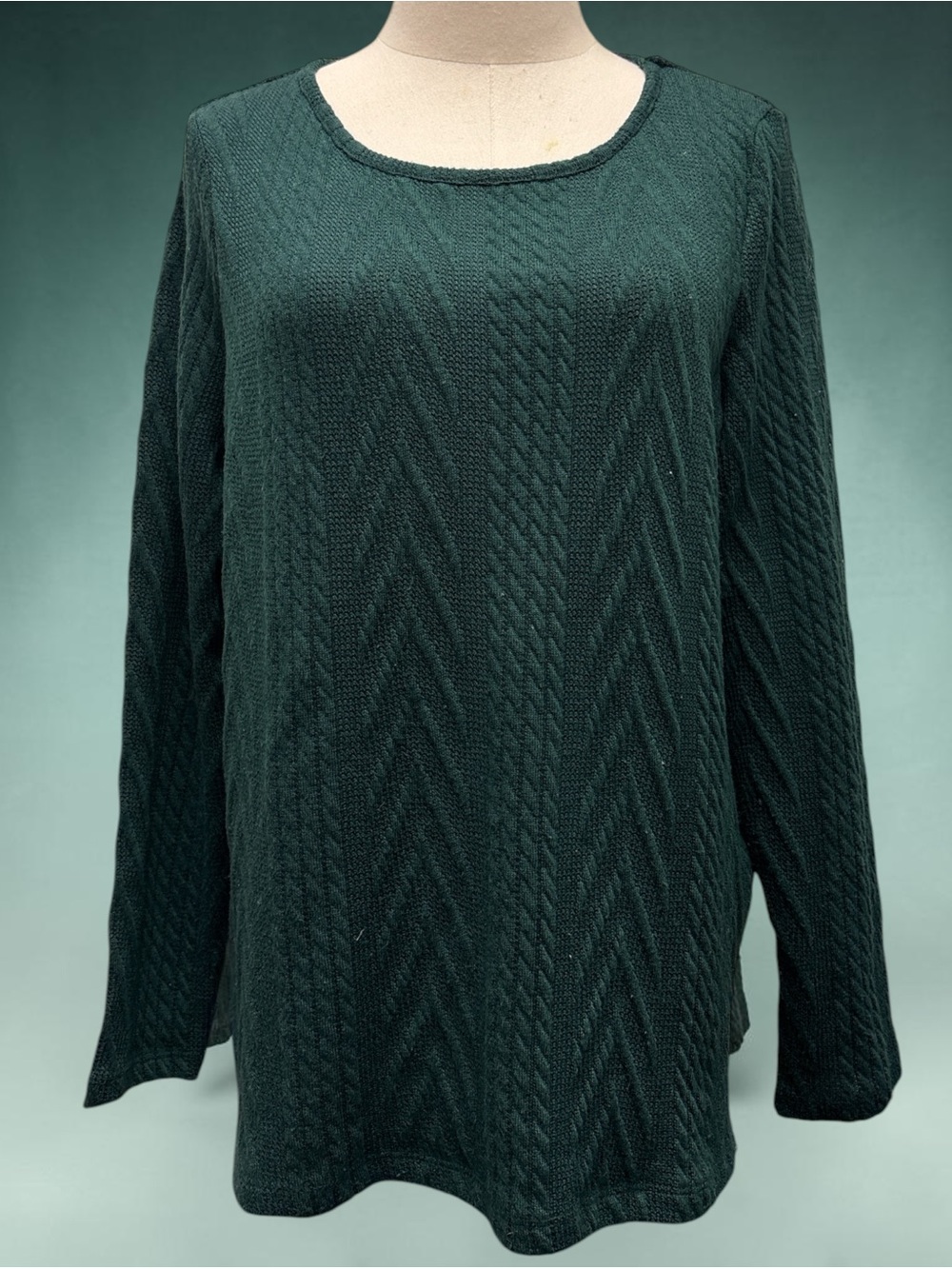 *like new* Grace & Lace Dark Green Textured Scoop Neck Sweater